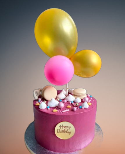 Elegantná narodeninová torta s balónmi – „Happy Birthday“ Presov