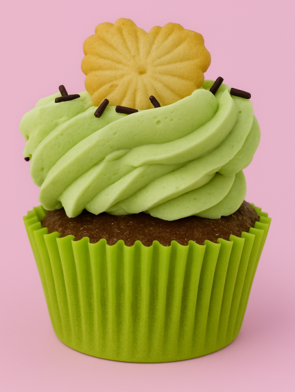 Pistáciový cupcake so sušienkou
