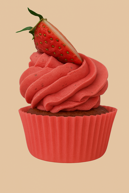 Jahodový cupcake s čerstvou jahodou