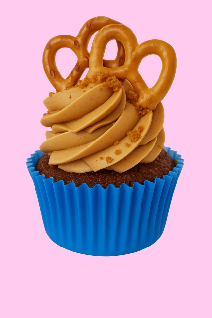 Slaný karamel & praclík – cupcake s karamelovým krémom a praclíkmi